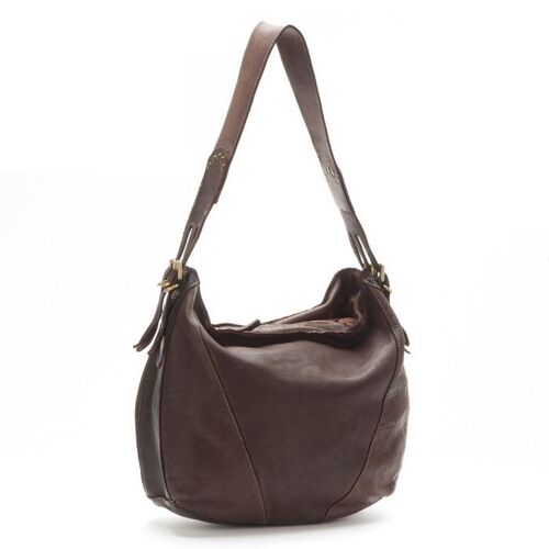 DAFNE Shoulder Bag with Buckles Dark Brown