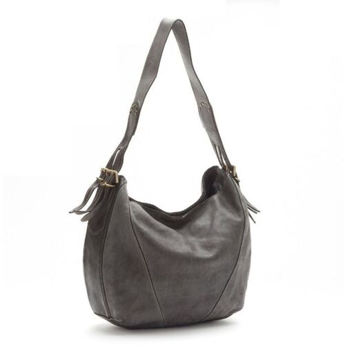 DAFNE Shoulder Bag with Buckles Dark Grey