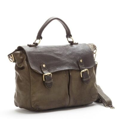 Gong Leather Satchel | Army Green