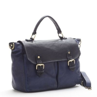 Gong Leather Satchel | Navy