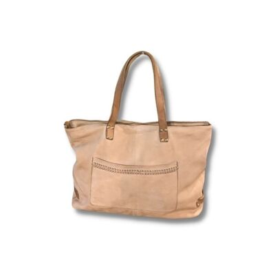 CLELIA Medium Soft Leather Shoulder Bag | Beige