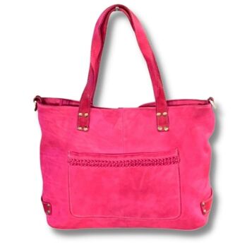 CLELIA Grand sac cabas en cuir souple | Fuchsia