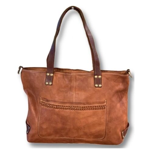 CLELIA Large Soft Leather Shopper Bag | Tan