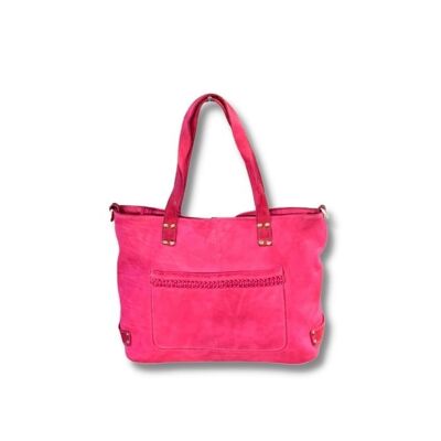 CLELIA Medium Soft Leather Shoulder Bag | Fuschia