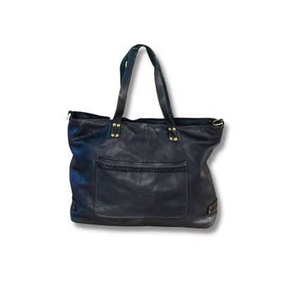 CLELIA Medium Soft Leather Shoulder Bag | Navy