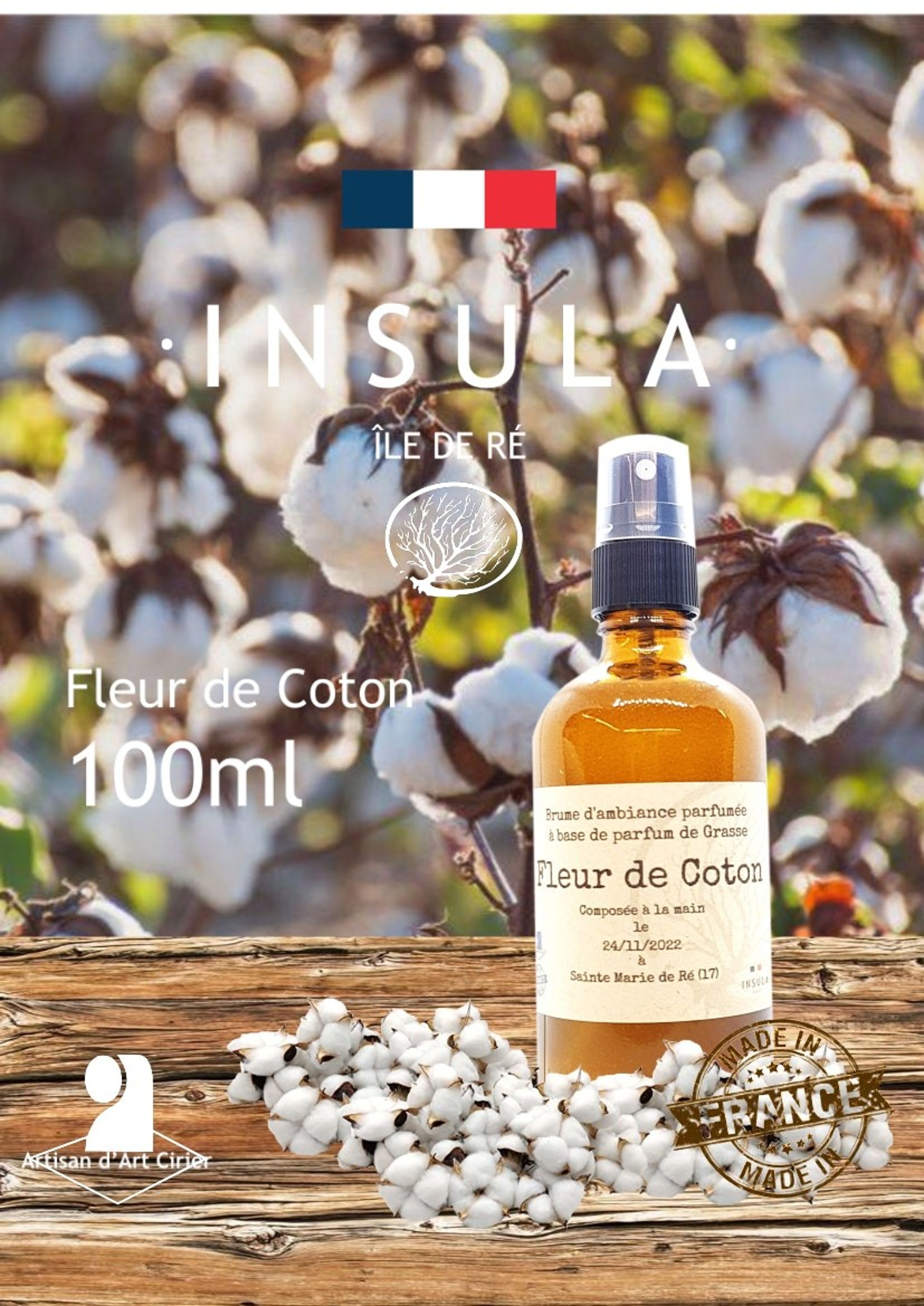Diffuseur parfum Fleur de coton - 100ml