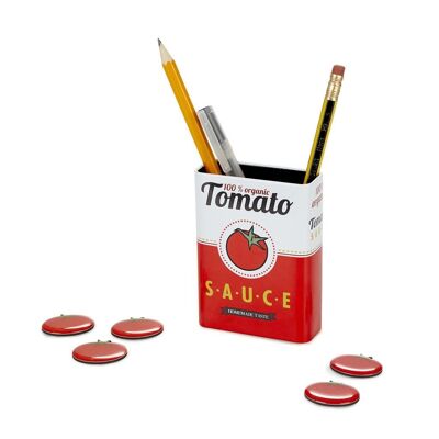 Porte-crayon magnétique, sauce tomate, 5 aimants