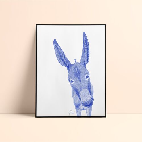 Donkey Silkscreen / Blue 50x70cm
