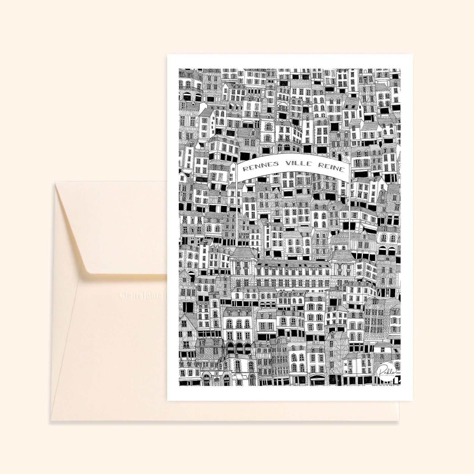 Cartolina illustrata – Made in Brittany – Formato standard – Rennes, Città della Regina – Bretagna