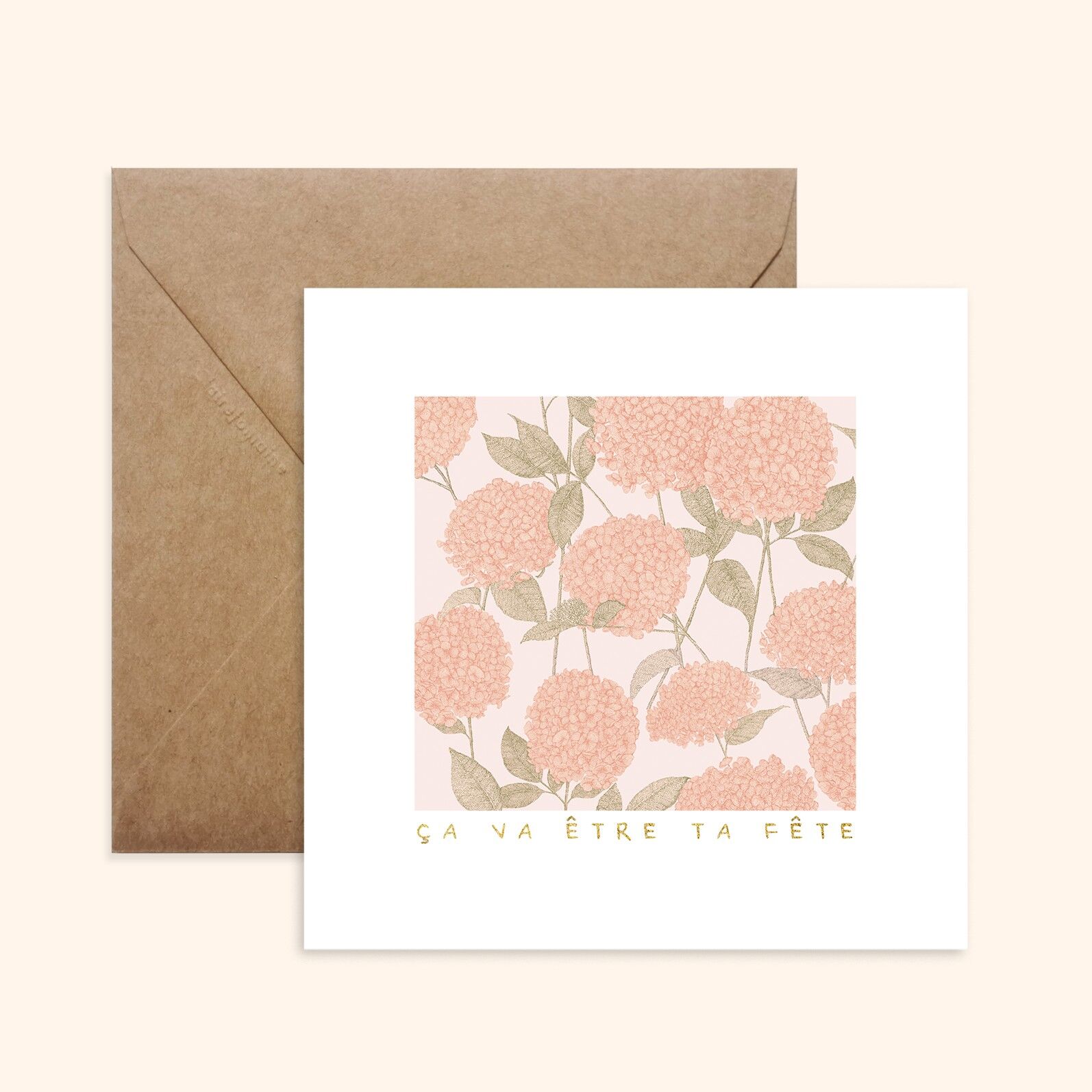 Cartolina illustrata – Made in Brittany – Formato standard – Sarà la tua festa – motivo ortensia
