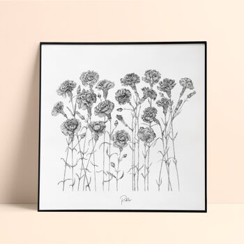 Screenprint "Carnations" / 40x40cm - black 1