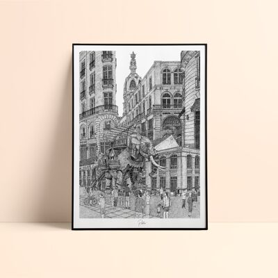 Serigrafía "Nantes Collage" / 50x70cm - Negro