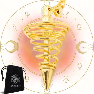 Pendule divinatoire de radiesthésie - Spirale doré