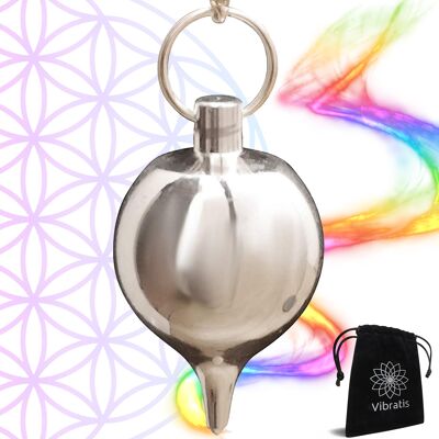 Pendolo divinatorio Premium a forma di lacrima - Pendolo da rabdomanzia universale in metallo argentato
