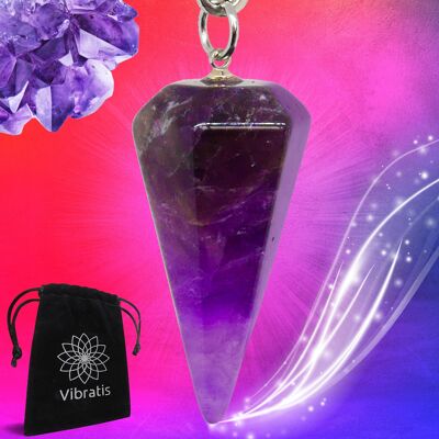 Pendolo divinatorio AMETISTA - Pendolo in pietra di ametista per serenità, concentrazione e creatività