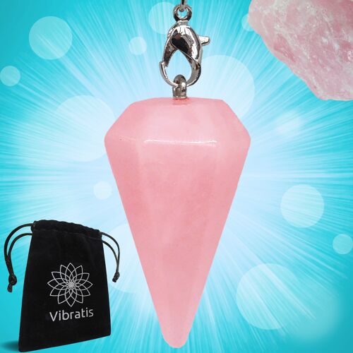 Pendule divinatoire de radiesthésie - Cône quartz rose