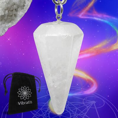 Péndulo adivinatorio de radiestesia en forma de CONO de cristal de ROCA - Péndulo de piedra de cristal de roca