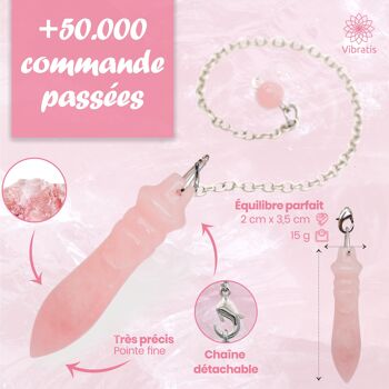 Pendule Égyptien de Radiesthésie THOT en QUARTZ ROSE VÉRITABLE | Pendule Divinatoire Magnétiseur en Quartz Rose Idéale pour les Soins Émotionnels 5