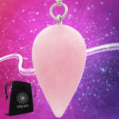 Pendolo divinatorio da rabdomanzia in quarzo rosa | Pendolo di trasmissione e amplificazione in pietra di quarzo rosa