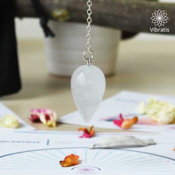 Pendule divinatoire de radiesthésie - Goutte quartz blanc 2