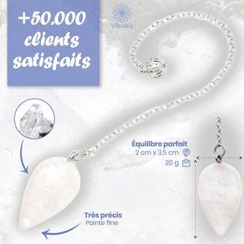 Pendule divinatoire de radiesthésie - Goutte quartz blanc 3