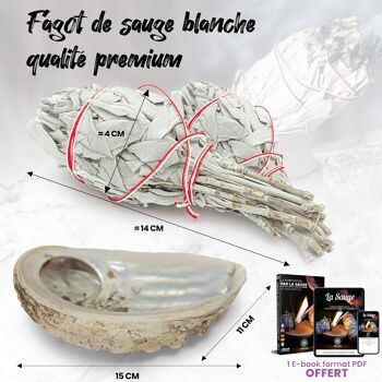 Sauge Blanche De Purification 2 Bâtons d'Encens de Sauge À Brûler + Coquille d'Ormeau + E-Book - Élimine Les Énergies Négatives 7