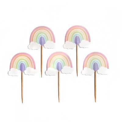 Toppers per cupcake arcobaleno pastello