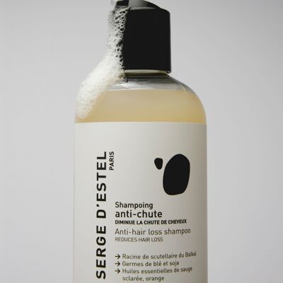 Sulfate-free anti-hair loss shampoo 250ml - Baikal skullcap root - Wheat & soy germs - H.E Clary Sage & Orange - 99.5% Natural Origin - ECOCERT COSMOS NATURAL Certified - VEGAN - Stimulates regrowth