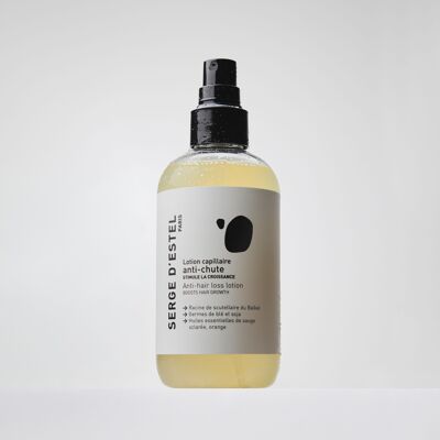 Lozione trattante anticaduta - Radice di zucchetto del Baikal - Germe di grano e soia - H.E Salvia sclarea e arancia - 99,5% di origine naturale - Certificato ECOCERT COSMOS NATURAL - VEGAN - Stimola la crescita e rallenta la caduta dei capelli