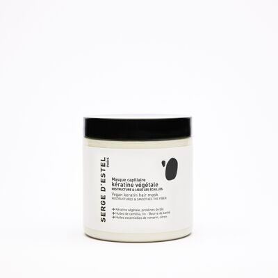 Nährende Haarmaske mit pflanzlichem Keratin, 98,9 % natürlich – vegan – restrukturiert und glättet die Schuppen, 250 g