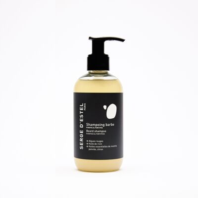 Shampoo per barba e capelli senza solfati 250 ml - Alghe rosse - Olio di ricino - Olio essenziale di menta piperita e limone - 99,5% di origine naturale - Certificato ECOCERT COSMOS NATURAL - VEGAN - Purifica la barba - dona una sensazione di freschezza