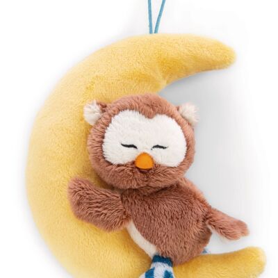 Owl Oscar 9cm & moon, with loop