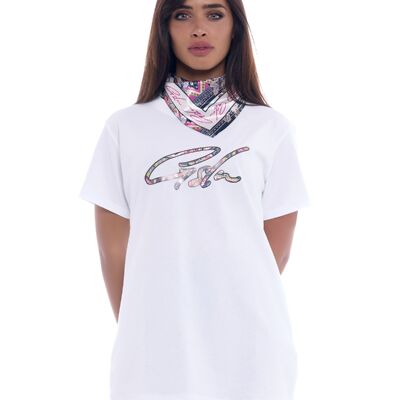 T-SHIRT FANTAISIE FOULARD BLANC