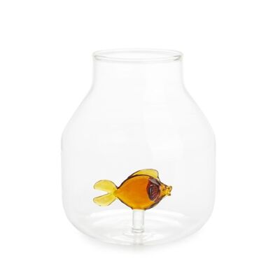 Vase, Atlantis, poisson, conique, ambre, borosilicate