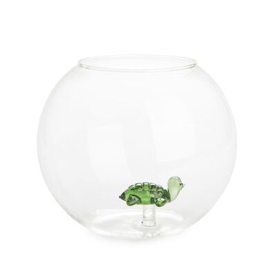 Vase, atlantis, tortue ,, rond, vert, verre