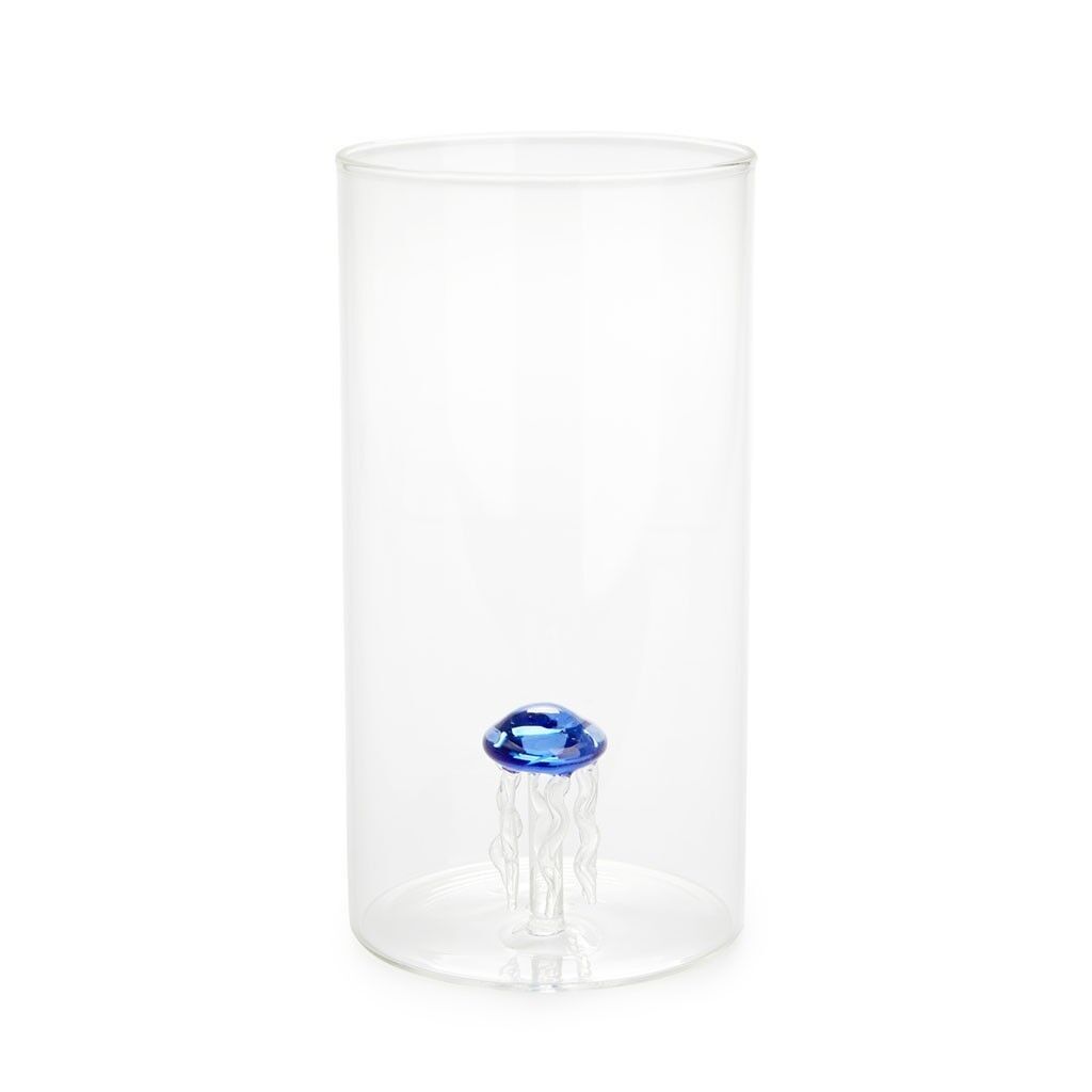 Vaso, Atlantide, medusa, cilindrico, blu, vetro