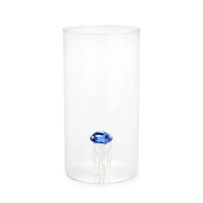 Vase, atlantis, méduse, cylindrique, bleu, verre