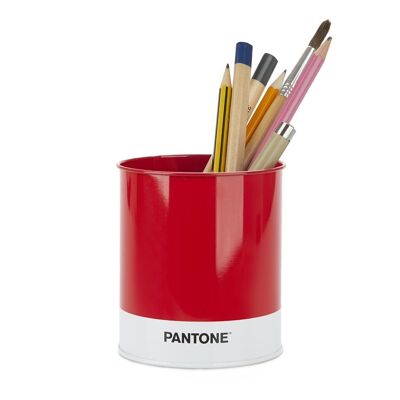Pencil holder, Pantone, red, tin