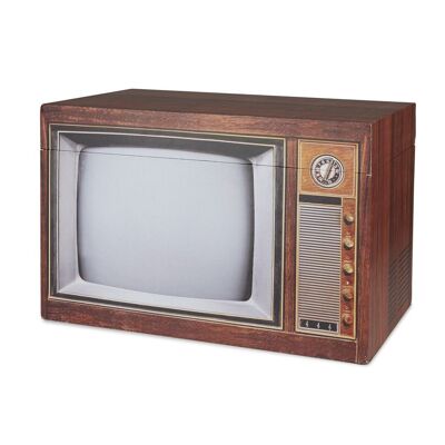 Boîte de rangement, Vintage, TV, avec couvercle, bois