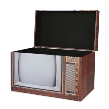 Boîte de rangement, Vintage, TV, avec couvercle, bois 2