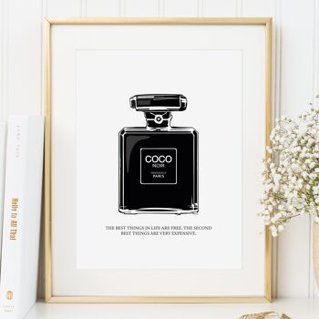 Affiche 'Illustration de la bouteille de parfum Coco Noir' - DIN A4 1