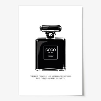 Affiche 'Illustration de la bouteille de parfum Coco Noir' - DIN A4 3