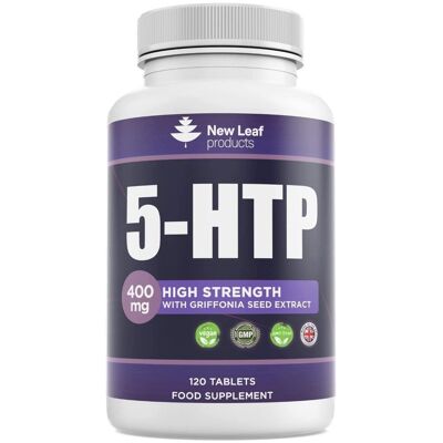 5HTP - 400 mg, 120 vegane Tabletten 5 HTP Hochwirksame Nahrungsergänzungsmittel Aktiver Griffonia-Samenextrakt