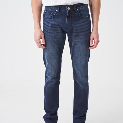 747 Jean Coupe Slim Délavage Indigo