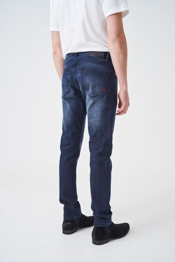 747 Jean Coupe Slim Délavage Indigo 4