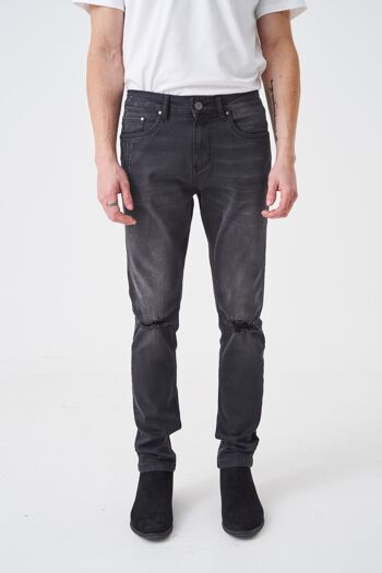 Jean F22 coupe skinny gris délavé 1