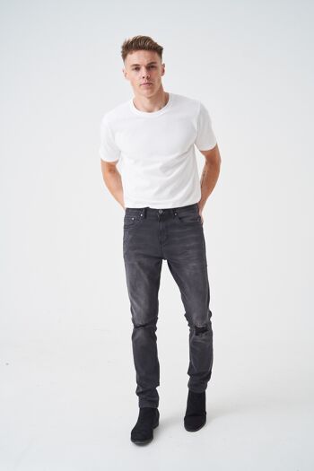 Jean F22 coupe skinny gris délavé 2