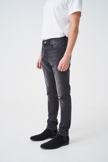 Jean F22 coupe skinny gris délavé 3