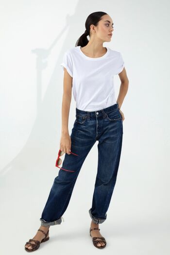 Vivien T-Shirt Femme Col Rond Manches Courtes Blanc Jersey Simple 2
