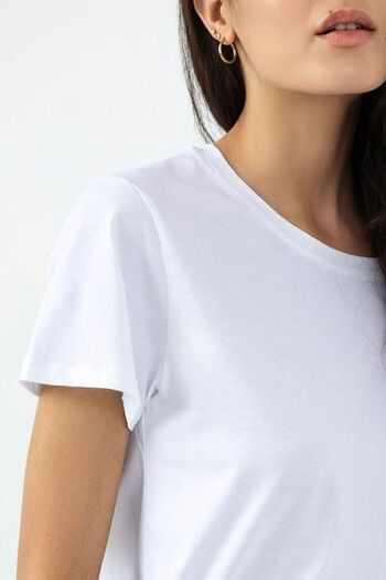 Vivien T-Shirt Femme Col Rond Manches Courtes Blanc Jersey Simple 3